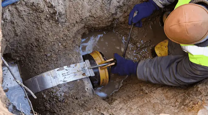 Technician performing underground drainage repair for foundation protection and gutter systems in Knoxville, TN